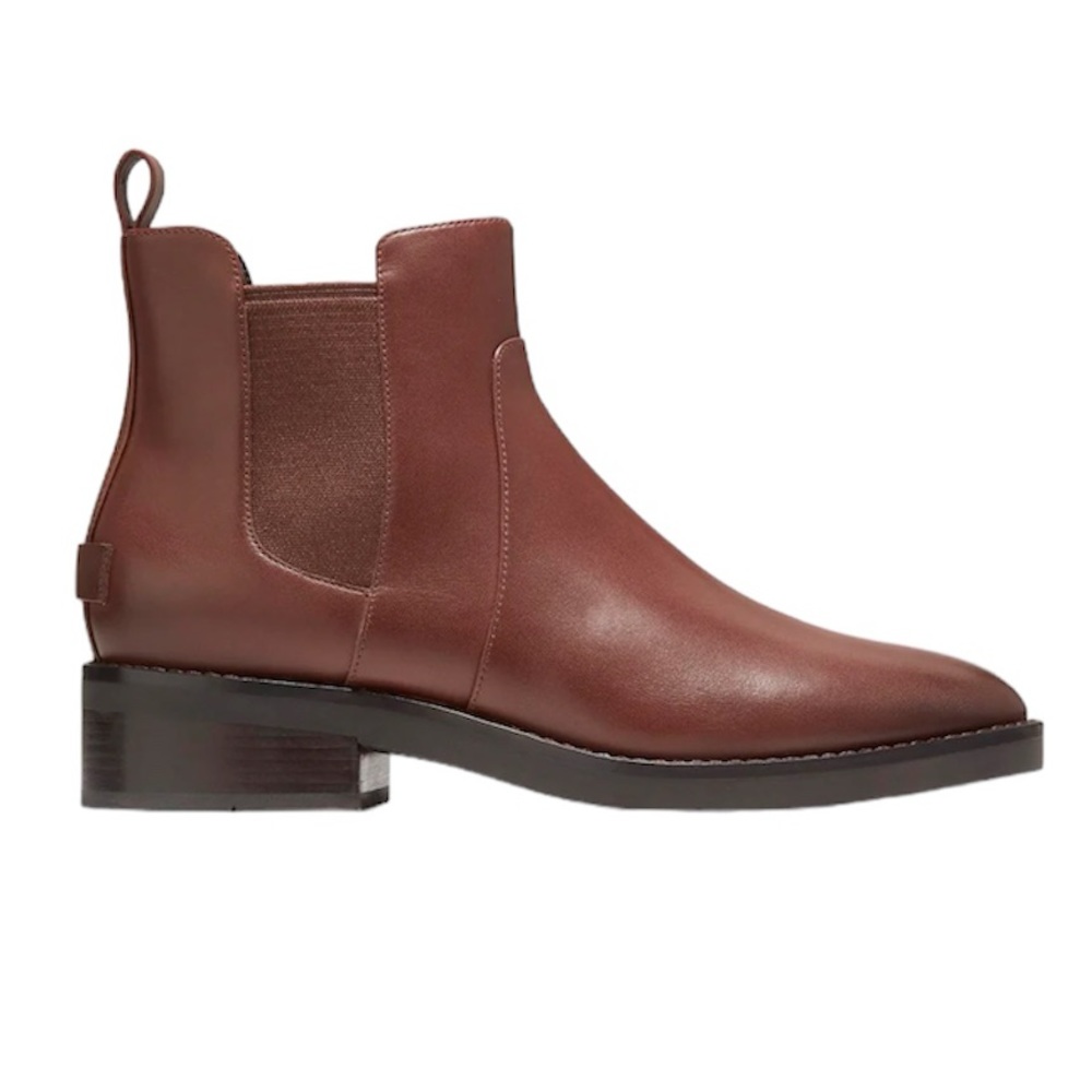 NEW COLE HAAN Nora Leather Ankle Chelsea Waterproof Boots Chestnut Brown Sz 9.5 - Picture 2 of 13